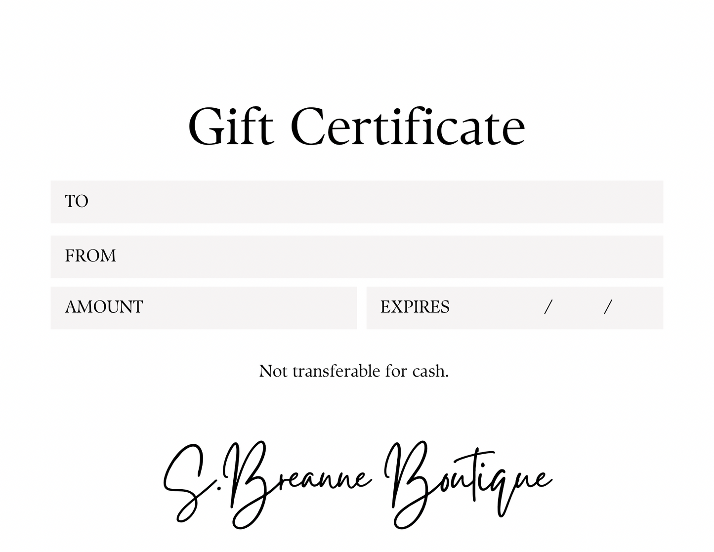 S.Breanne Boutique Gift Card